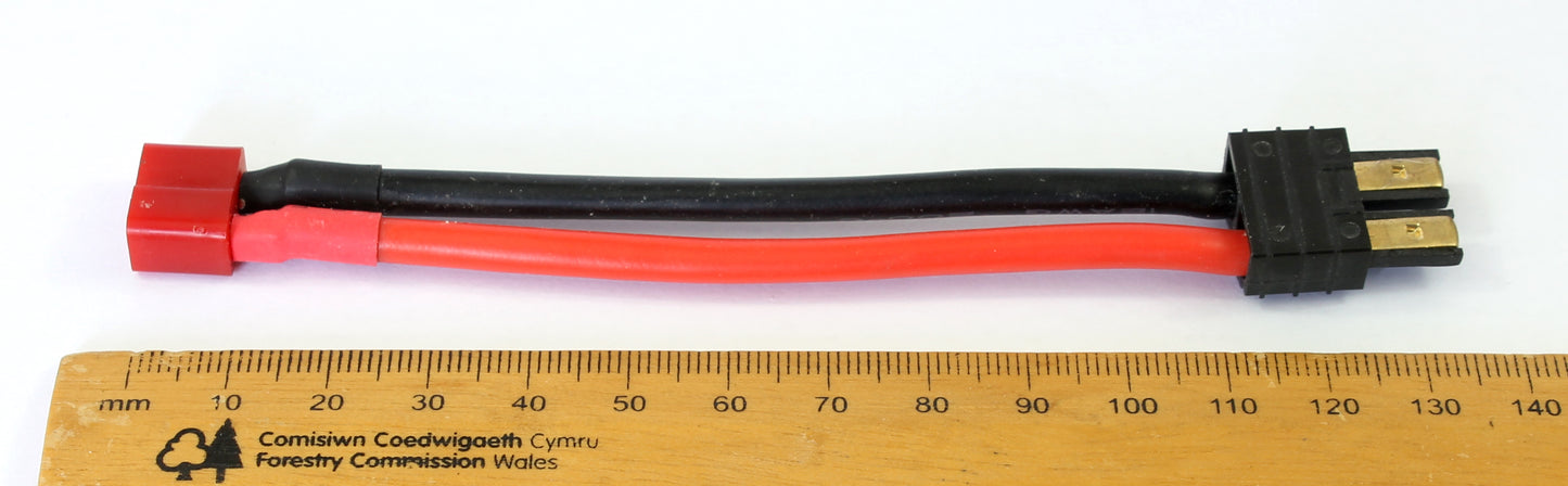 TRX (Traxxs Compatible) Male To Deans T Plug Female 12AWG 100mm Adaptor Cable image 4
