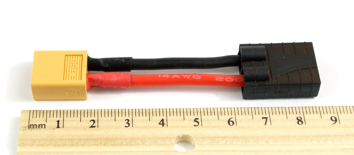 TRX (Traxxas Compatible) Female To XT60 Male 14AWG 40mm Short Adaptor Cable image 4