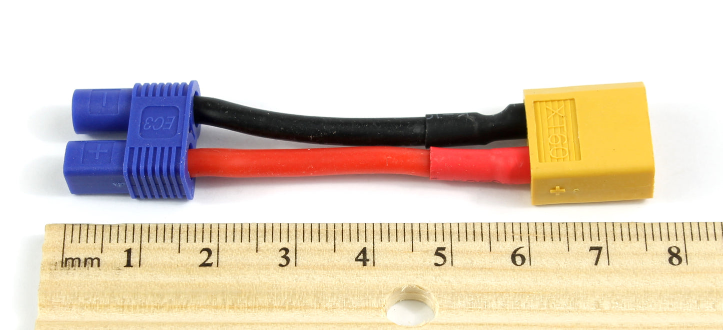 XT60 Male To EC3 (3.5mm Banana Connector) Female 14AWG 40mm Short Adaptor Cable image 4