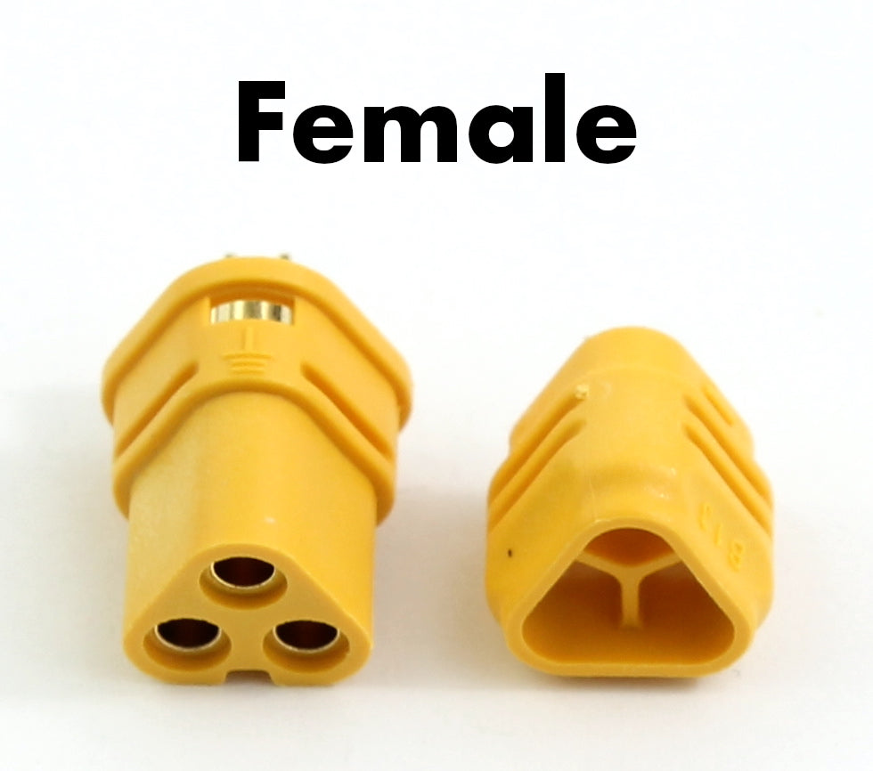 Genuine Yellow Amass MT30 Male & Female Connectors With Insulated Caps 3 pin