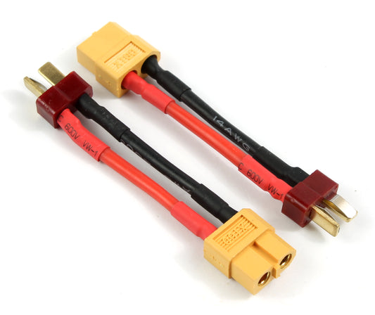 XT60 Female To Deans T Plug Male 14AWG 40mm Short Adaptor Cable image 1