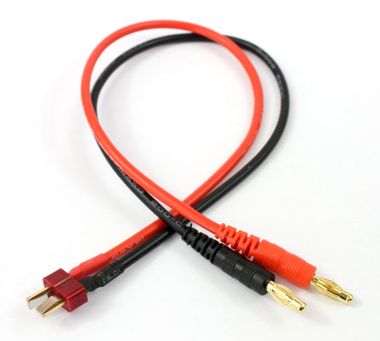 Deans T Plug Male To 4mm Male Banana Connector 14AWG 300mm Adaptor Charge Cable image 1