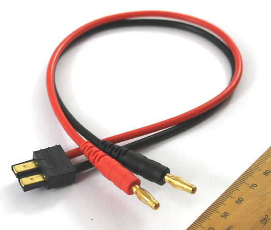 TRX (Traxxas Compatible) Male To 4mm Male Banana Connector 14AWG 300mm Adaptor Charge Cable image 1