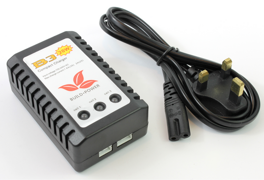 Build Power B3 20 Watt Compact Lipo Battery Balance Charger 2S / 2 Cell / 3S / 3 Cell & UK Plug image 1