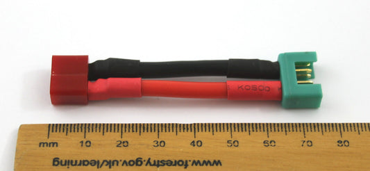 Deans T Plug Female To M6 MPX Male 12AWG 30mm Adaptor Cable image 1