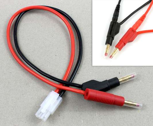 Tamiya Male To 4mm Banana Connector Stackable 14AWG 300mm Charge Cable image 1