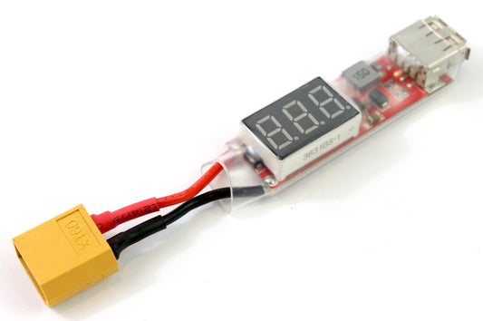 XT60 to USB A 2S-6S 2 Cell-6 Cell LED Voltmeter 6-26v Lipo Battery Charge Adaptor image 1