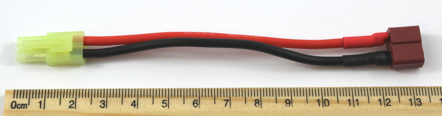 Deans T Plug Female To Tamiya Mini Male 14AWG 100mm Adaptor Cable image 1