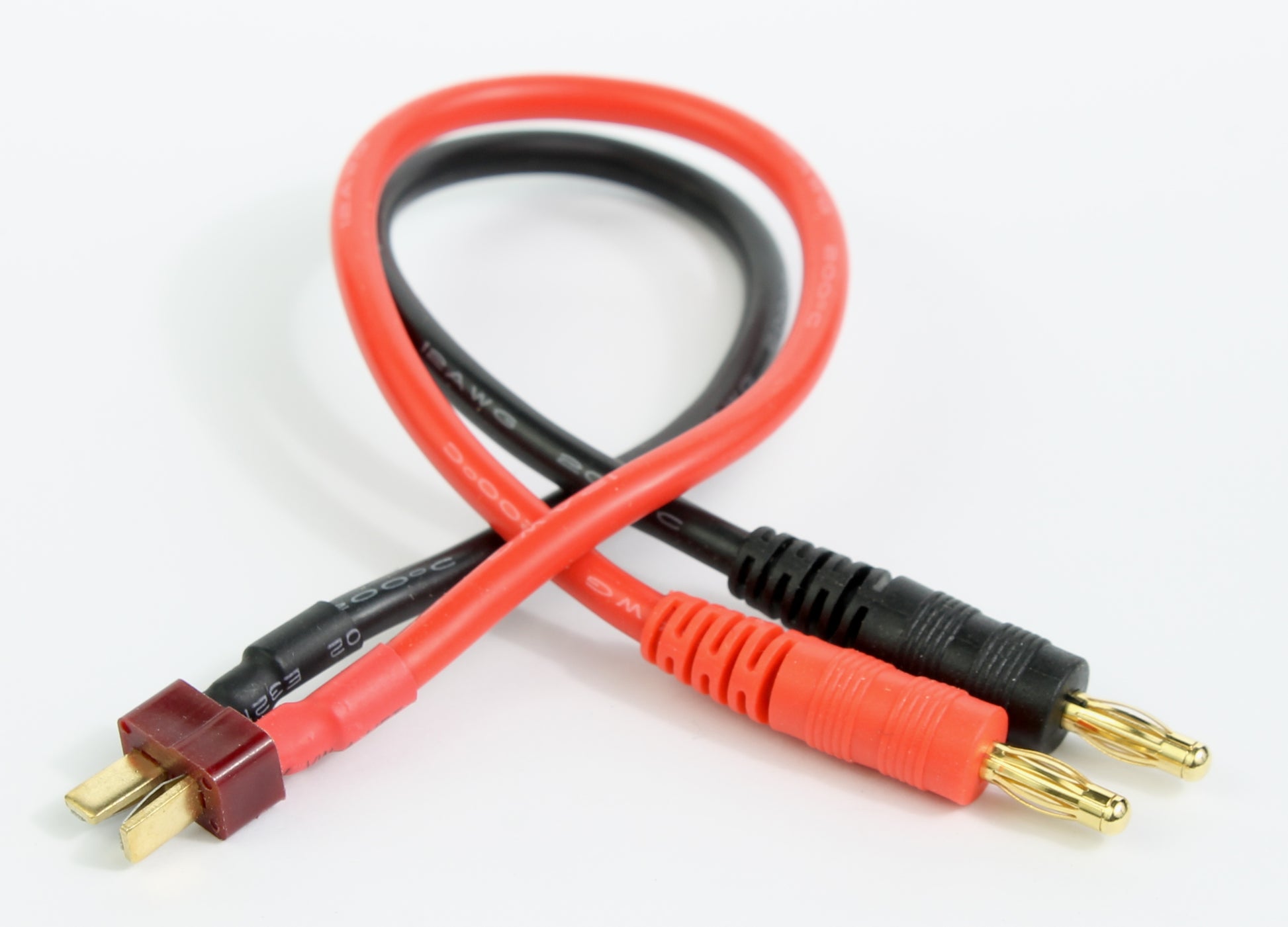 Deans T Plug Male To 4mm Bullet Male 12AWG 220mm Adaptor Cable image 1