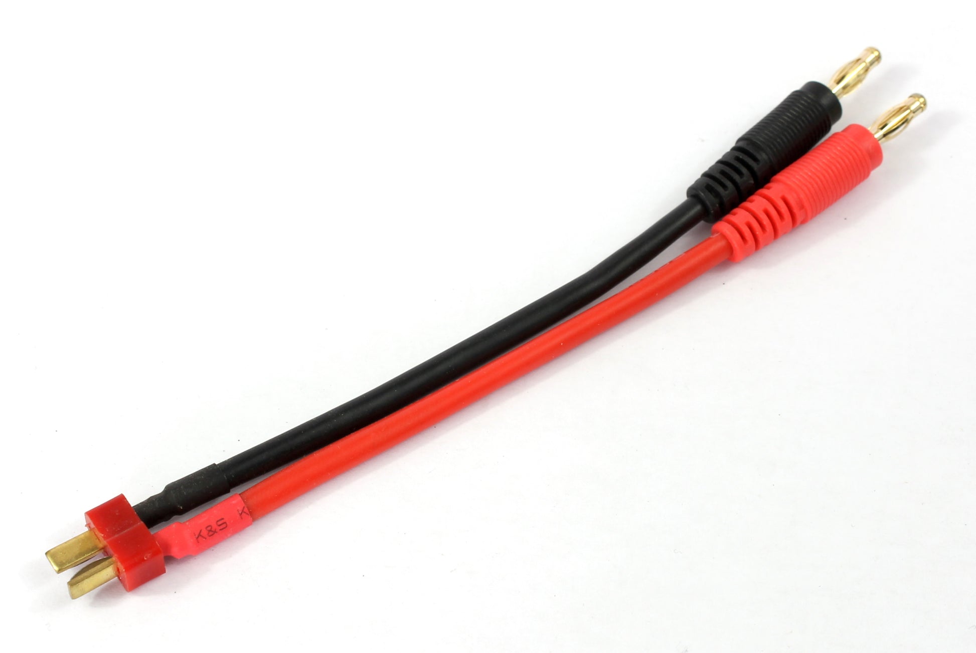 Deans T Plug Male to 4mm Banana Connectors 12AWG 100mm Adaptor Cable image 1