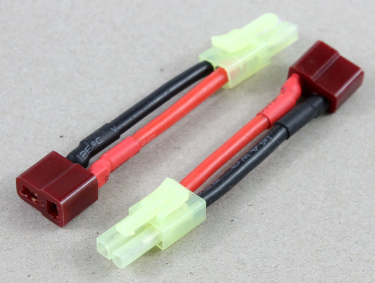 Deans T Plug Female To Tamiya Mini Male 14AWG 40mm Short Adaptor Cable image 1
