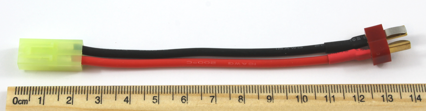 Deans T Plug Male To Mini Tamiya Female 16AWG 100mm Adaptor Cable image 1
