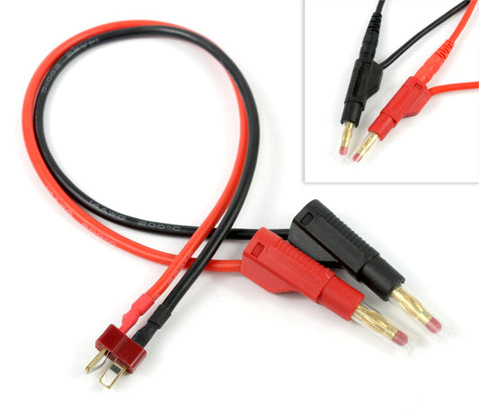 Deans T Plug Male To 4mm Banana Connector Stackable 14AWG 300mm Charge Cable image 1
