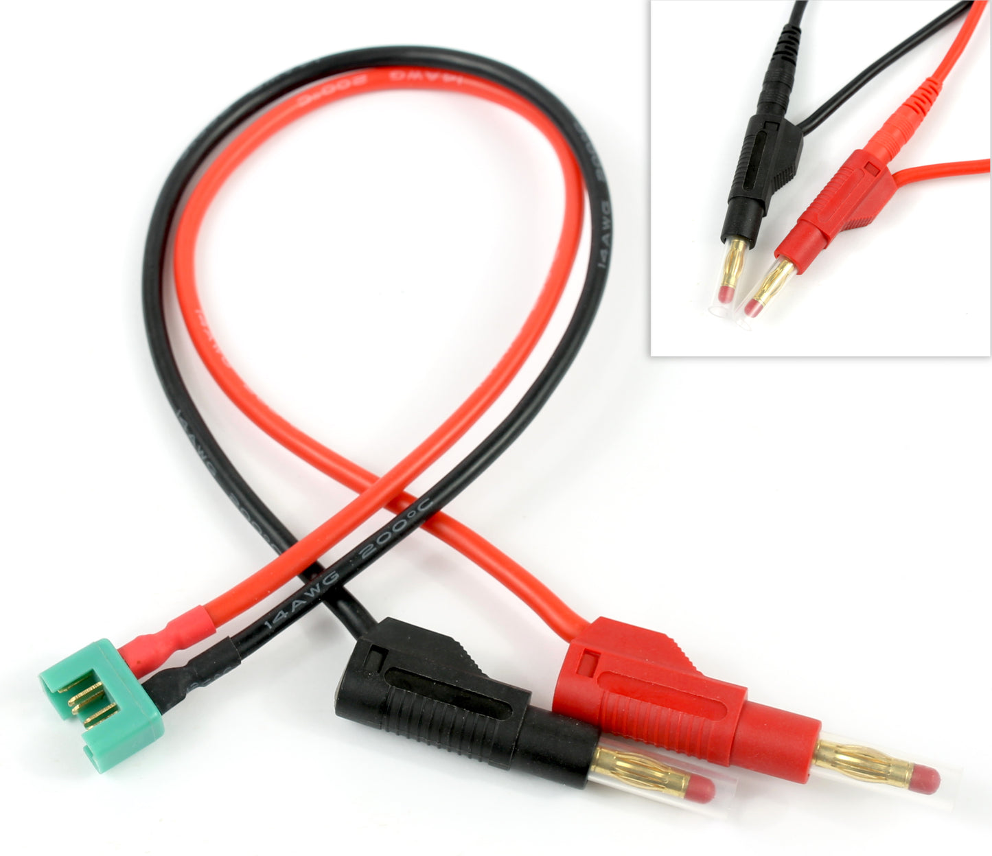 MPX M6 Multiplex Male To 4mm Banana Connector Stackable 14AWG 300mm Charge Cable image 1
