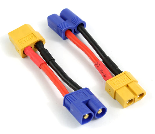 XT60 Female To EC3 (3.5mm Banana Connector) Male 14AWG 40mm Short Adaptor Cable image 1