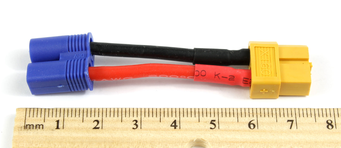 XT60 Female To EC3 (3.5mm Banana Connector) Male 14AWG 40mm Short Adaptor Cable image 4