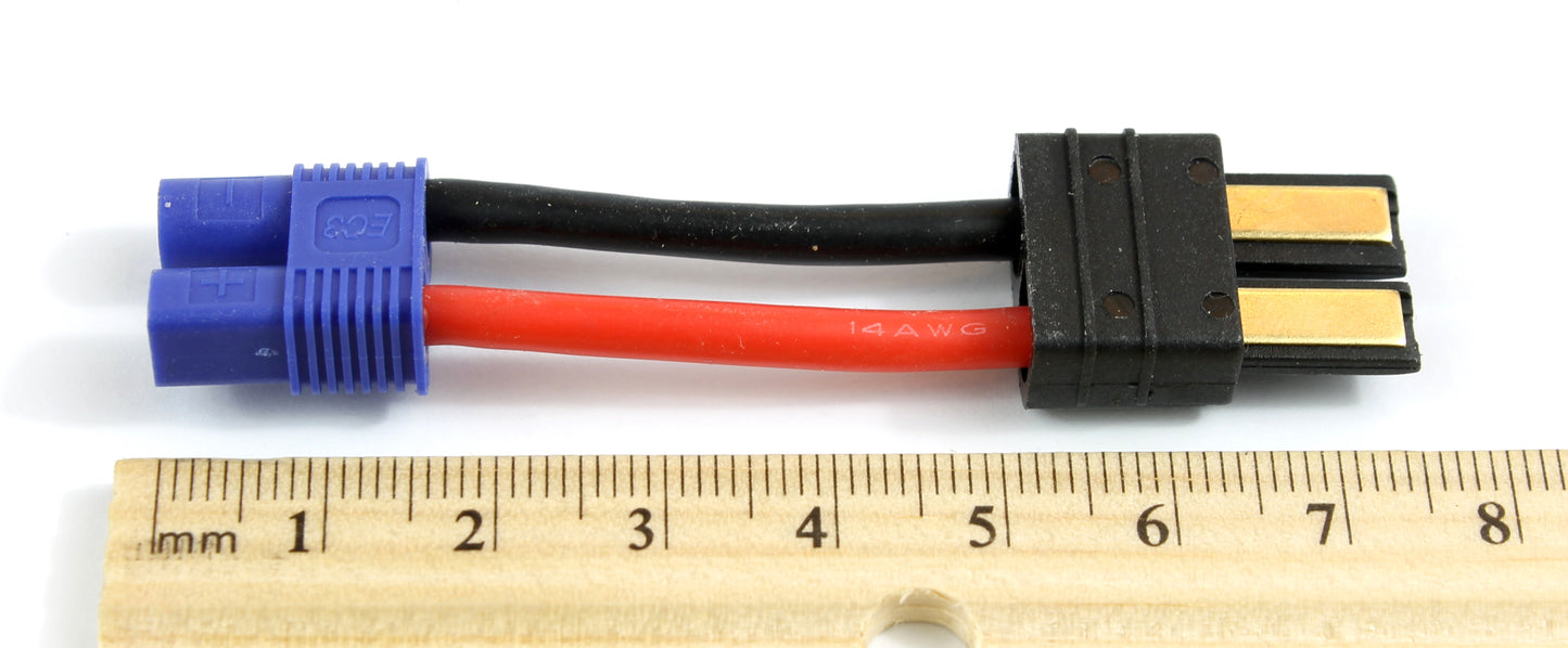 TRX (Traxxas Compatible) Male To EC3 (3.5mm Banana Connector) Female 14AWG 40mm Short Adaptor Cable image 4
