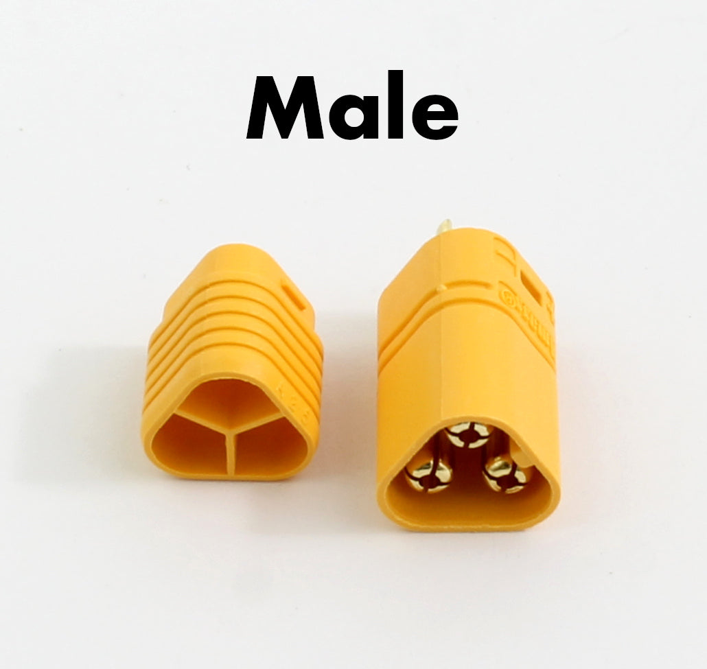 Genuine Yellow Amass MT60 Male & Female Connectors With Insulated Caps 3 Pin