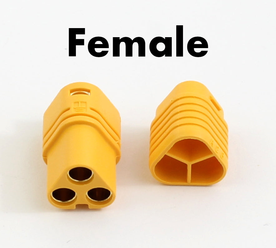 Genuine Yellow Amass MT60 Male & Female Connectors With Insulated Caps 3 Pin