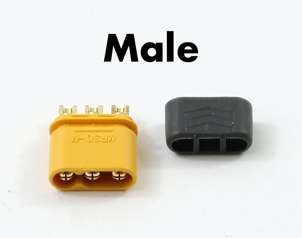 Genuine Yellow Amass MR30 Male & Female Connectors With Insulated Caps 3 pin
